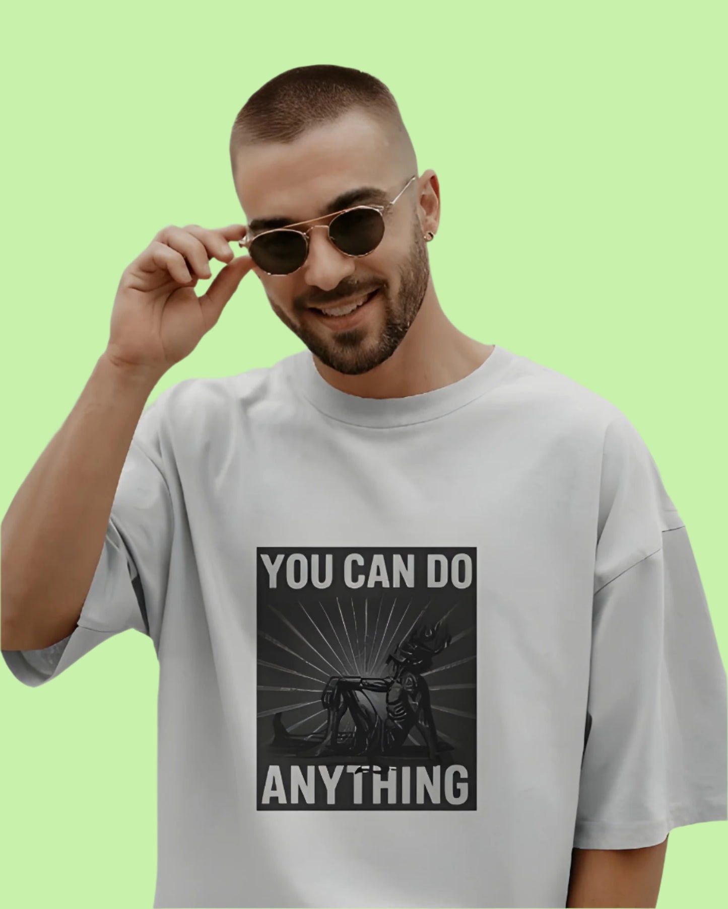 You can do anything - Oversized White Cotton T-shirt