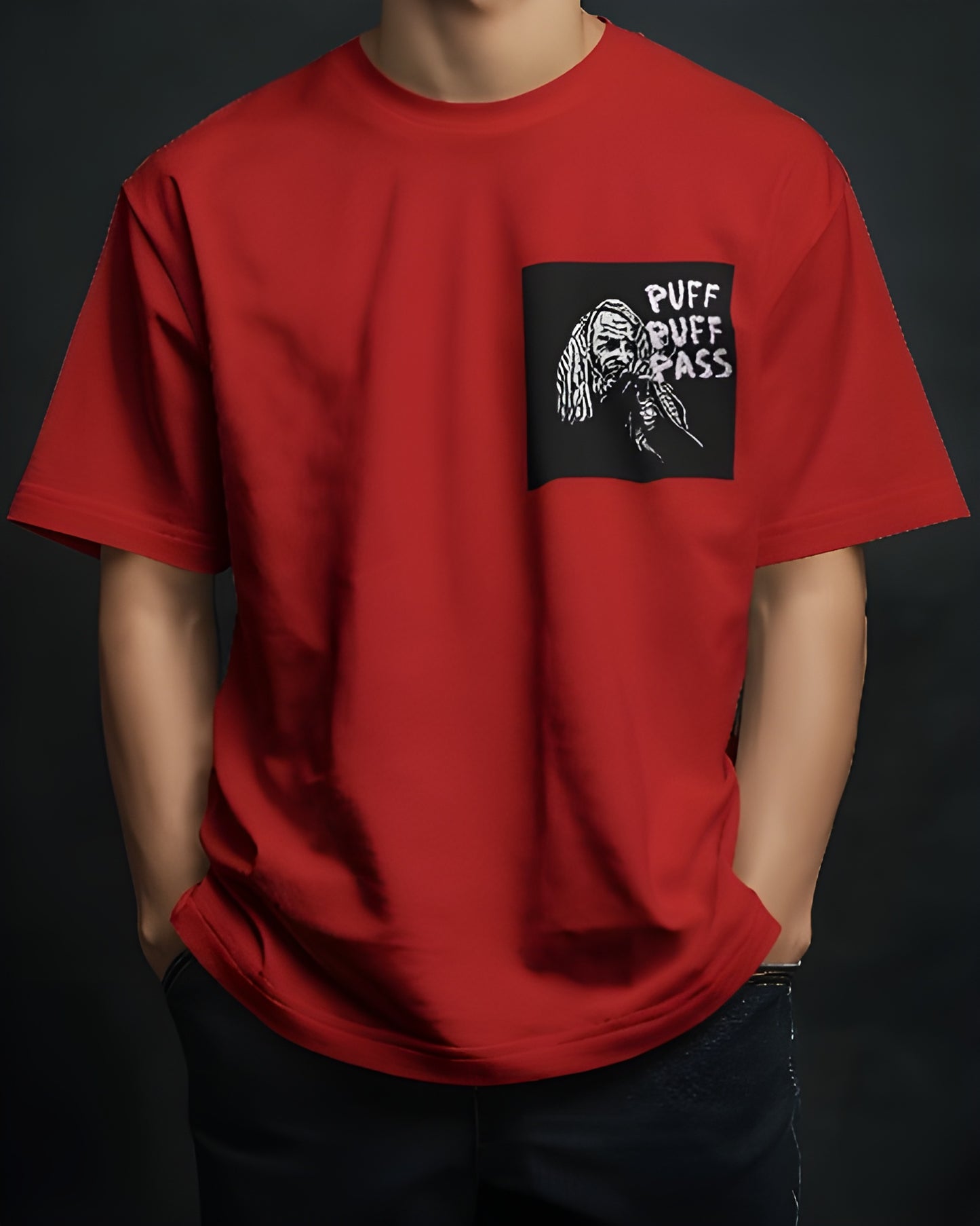puff puff pass-RED Oversized T-shirt