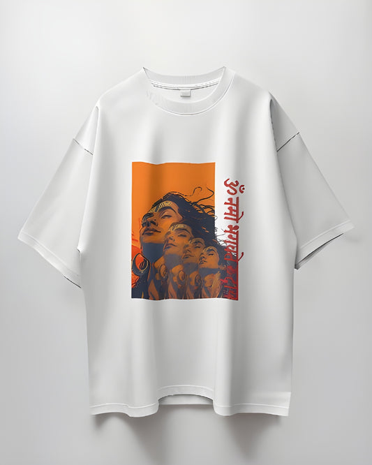 Aum-Namoh-Bhagwate-Rudraye Oversized White T-shirt