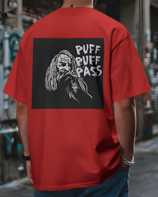 puff puff pass-RED Oversized T-shirt