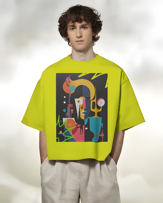 Weird art Yellow Oversized T-shirt